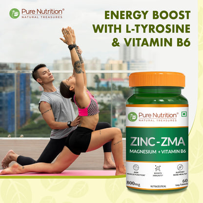 Lifestyle image featuring Zinc-ZMA with L-tyrosine and vitamin B6 to support energy production, focus, and overall wellness.

