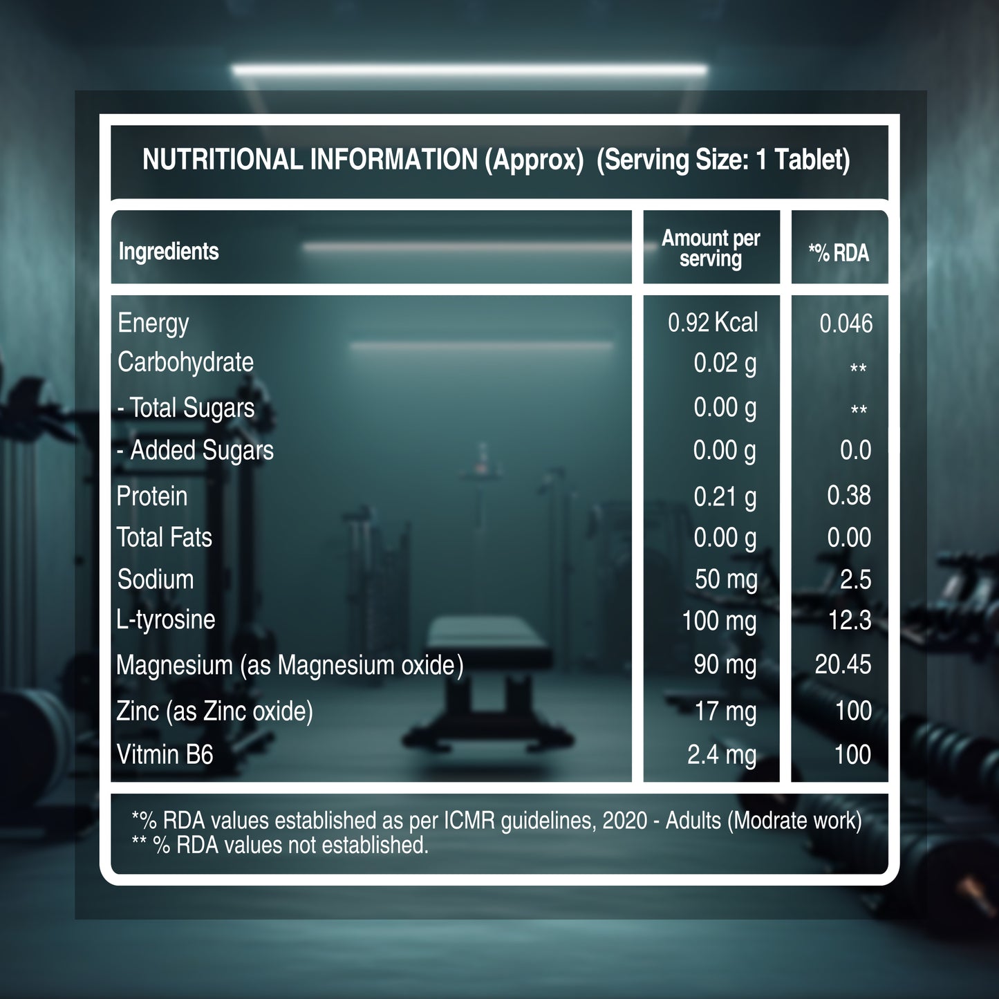 Supplement facts panel showing nutritional values, ingredients, and serving information for Pure Nutrition Zinc-ZMA tablets.
