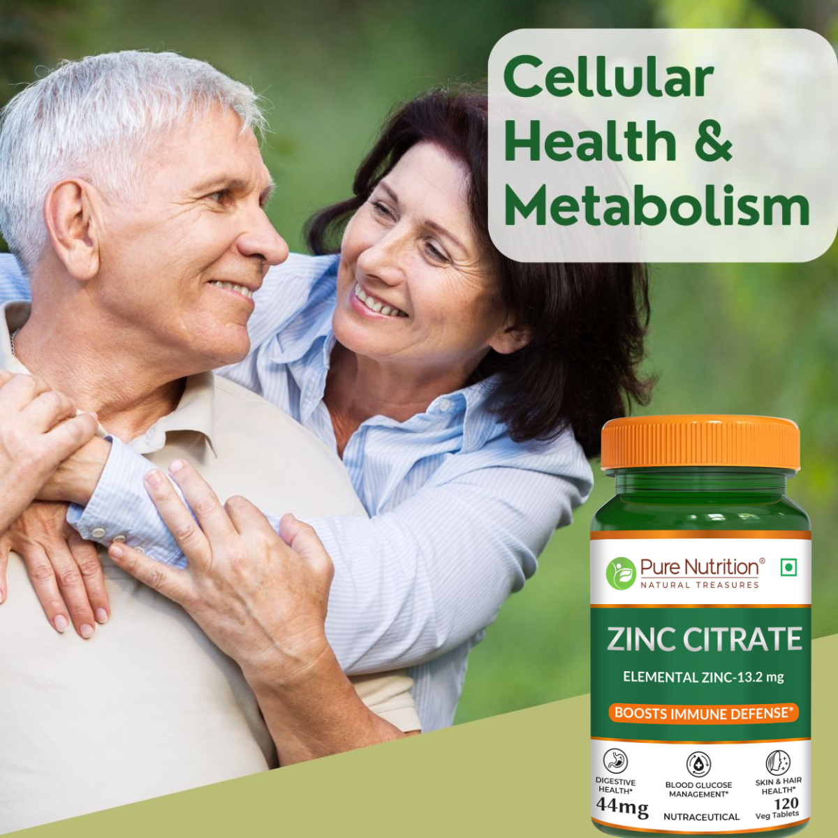 Pure Nutrition Zinc Citrate containing 120 vegetarian tablets