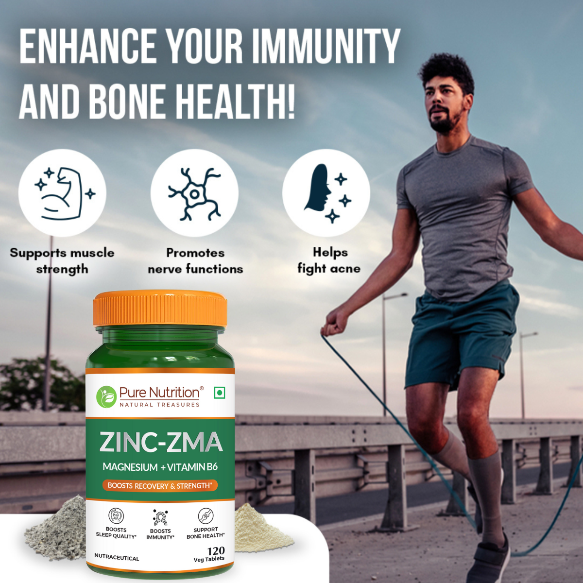 Pure Nutrition ZMA – Zinc, Magnesium & Vitamin B6 Tablets