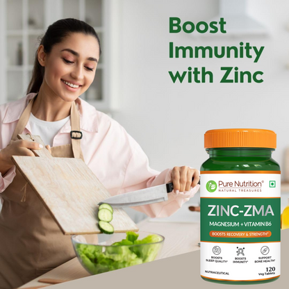Zinc ZMA - 120 Veg Tablets | 800mg with Zinc, Magnesium Aspartate & Vitamin B6