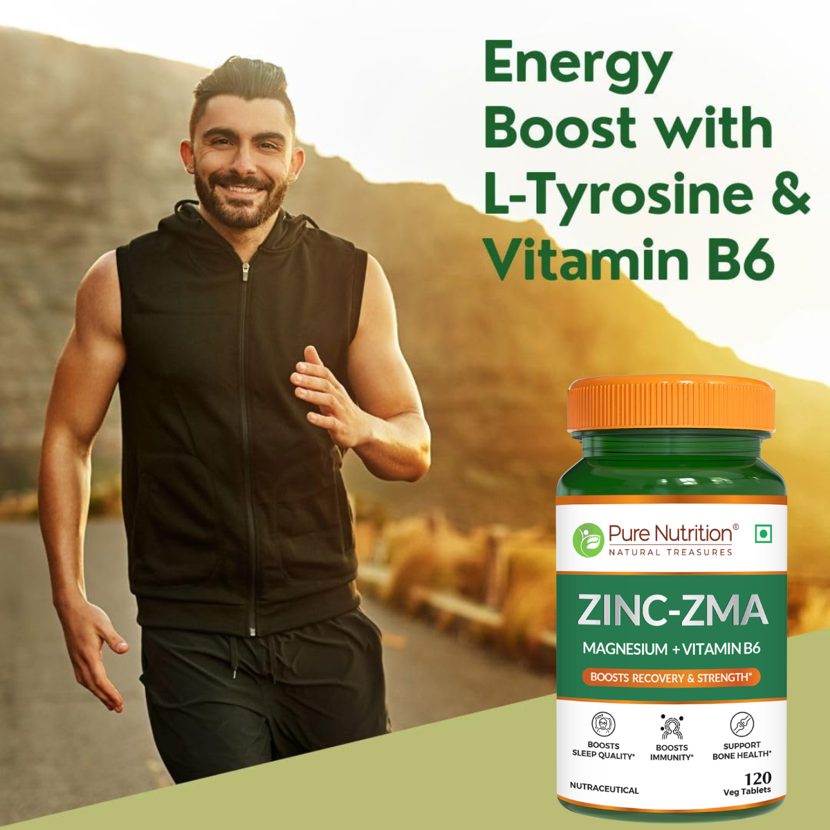 Zinc ZMA - 120 Veg Tablets | 800mg with Zinc, Magnesium Aspartate & Vitamin B6