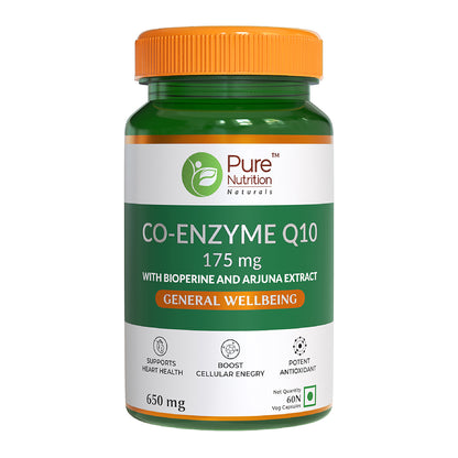 Co-Enzyme Q10 (CoQ10 - 175mg) with Bioperine & Arjuna Extract - 60 Veg Capsules