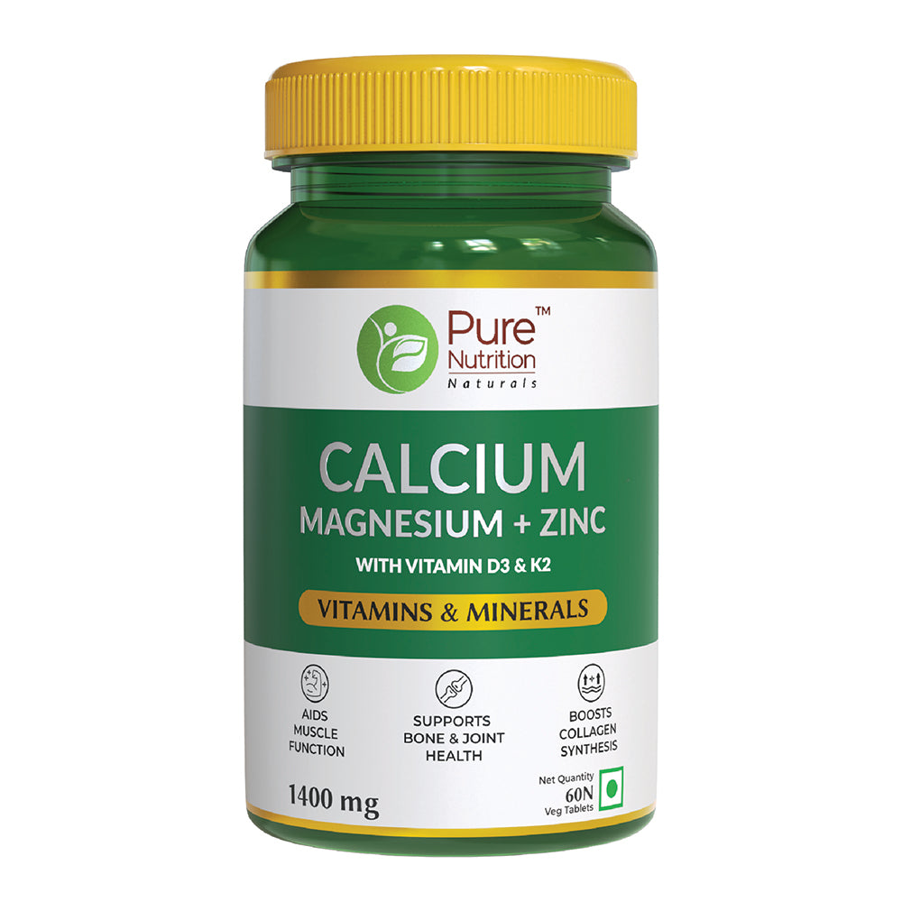 Calcium with Magnesium + Zinc | Supports Bone & Joint Health - 60 Veg Tabs