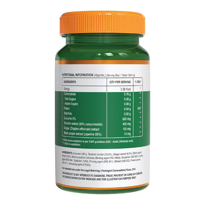 Curcumin Turmeric Extract with 95% Curcuminoids & 95% Piperine - 60 Veg Tablets