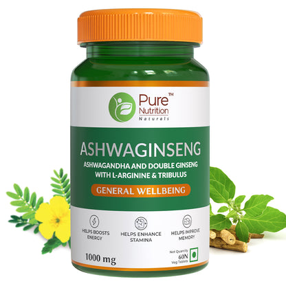 Ashwaginseng - Ashwagandha & Double Ginseng with L-Arginine & Tribulus - 60 Tabs