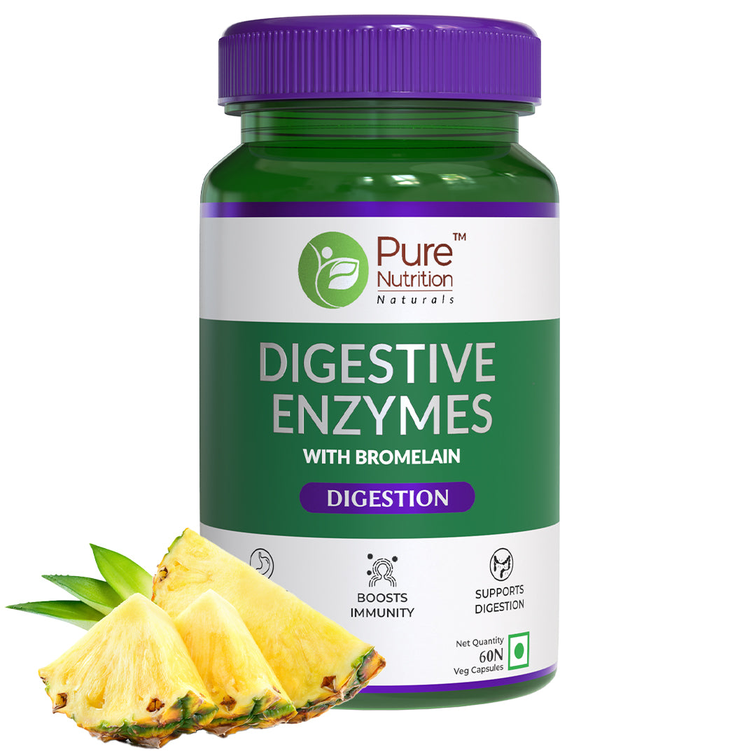 Digestive Enzymes with Bromelain - 60 Vegetarian Capsules | Supports Gut Health and Boosts Metabolism