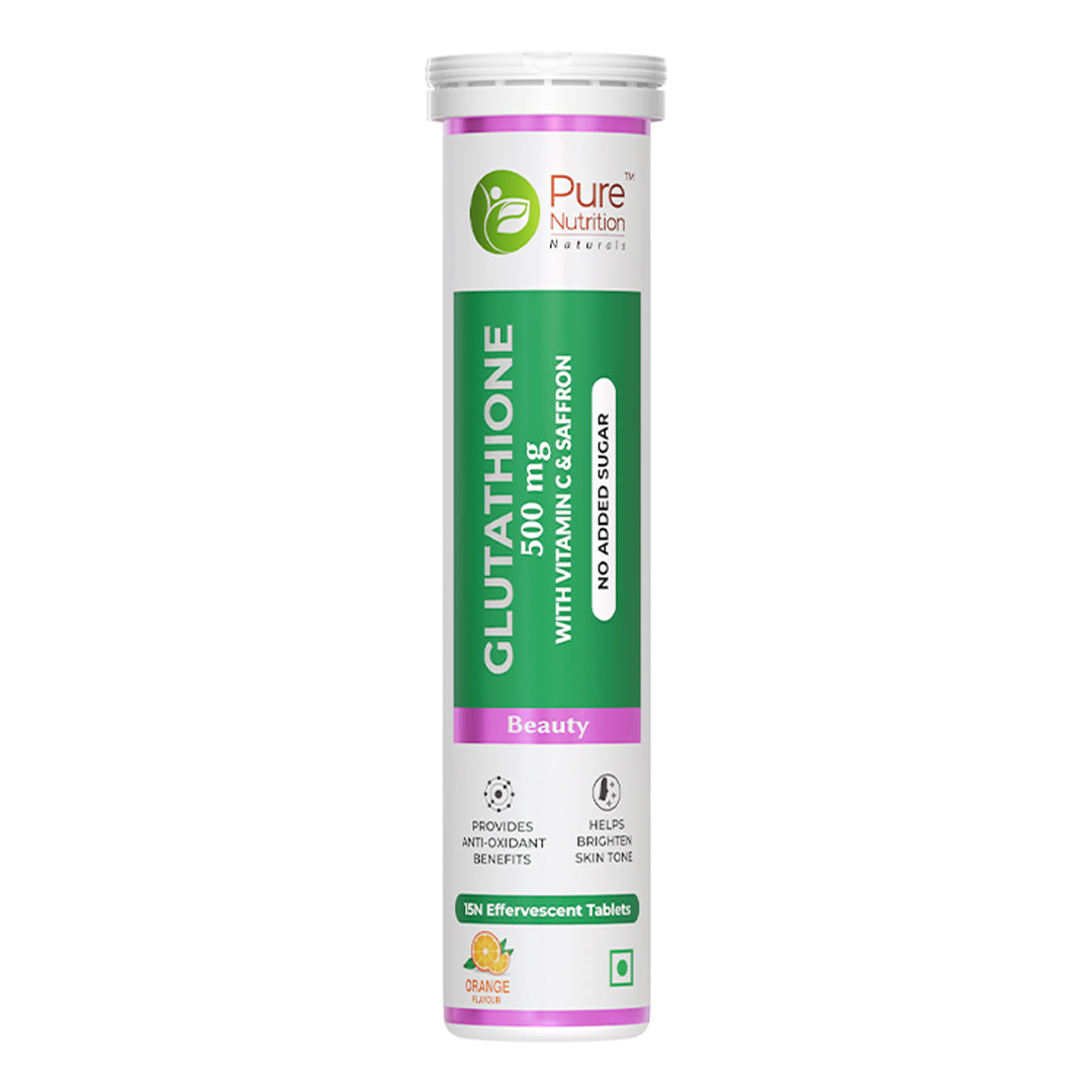 Glutathione 500mg with Vitamin C & Saffron | Skin Radiance, Glow & Pigmentation Reduction - 15 Effervescent Tabs