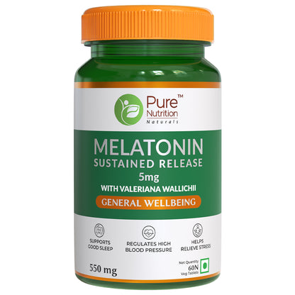 Melatonin 5mg (Sustained Release) with Valeriana Wallichii - 60 Veg Tablets