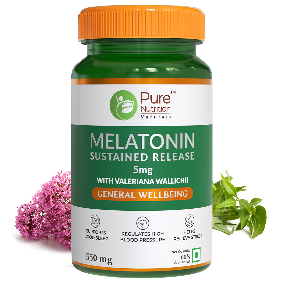 Melatonin 5mg Sustained Release with Valeriana Wallichii and Chamomile - 60 Vegetarian Tablets | Supports Sleep and Relaxation