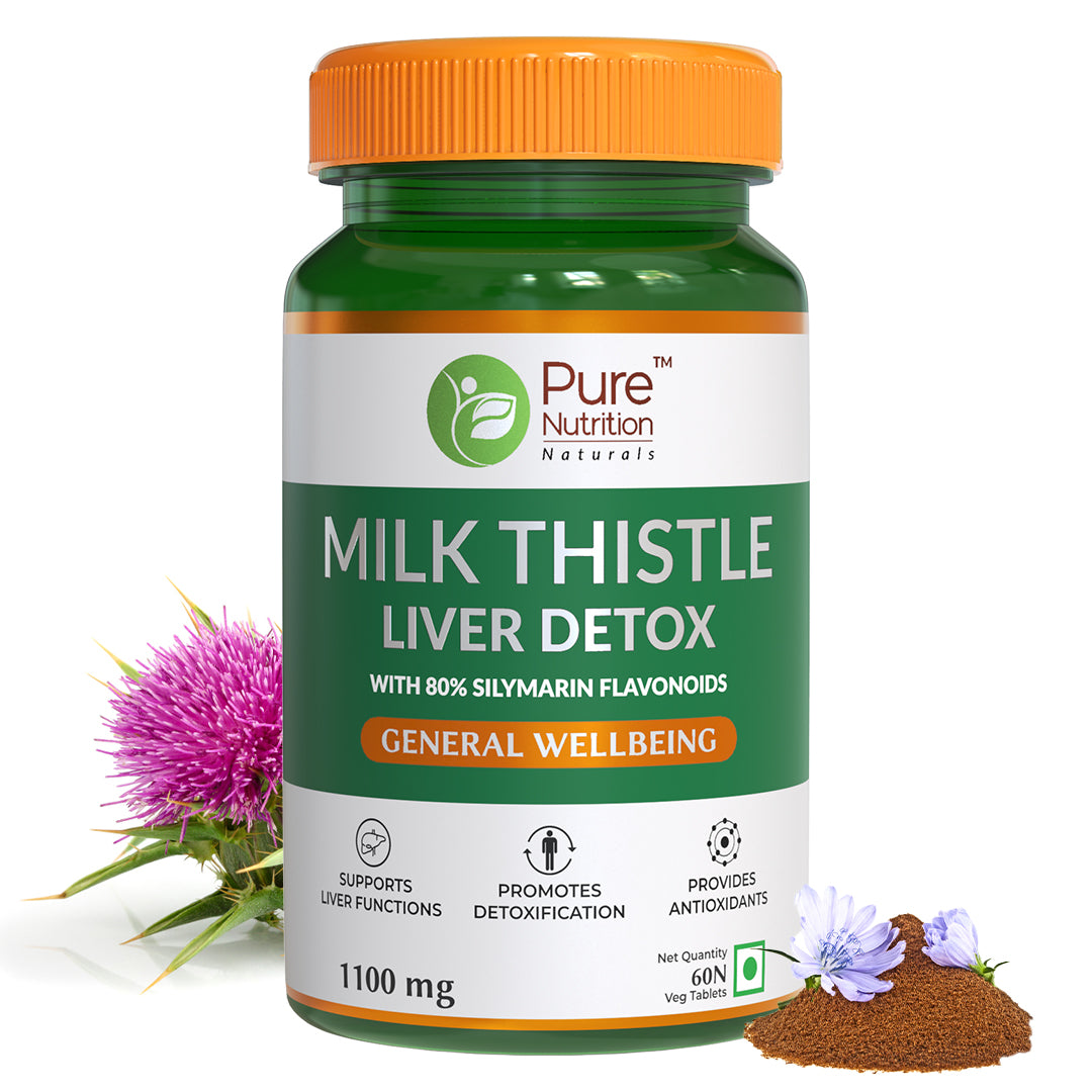 Milk Thistle Liver Detox - 60 Veg Tablets with 80% Silymarin Flavonoids for Liver Health