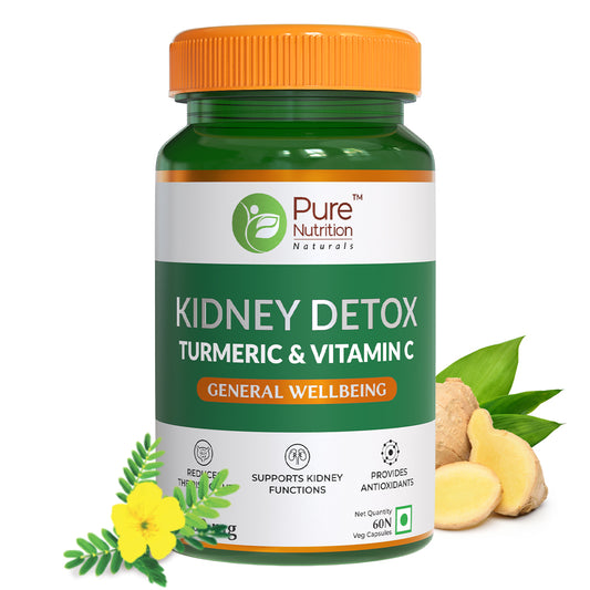 Kidney Detox and  is High Priority Pure Nutrition Kidney Detoxification with Turmeric and Vitamin C 60 Vegetarian Capsules General Wellbeing