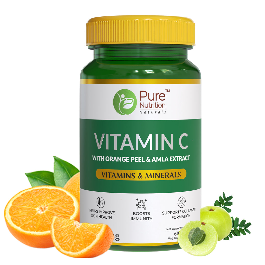 Vitamin C with Orange Peel & Amla Extract for Healthy Skin & Immunity - 60 Veg Tablets