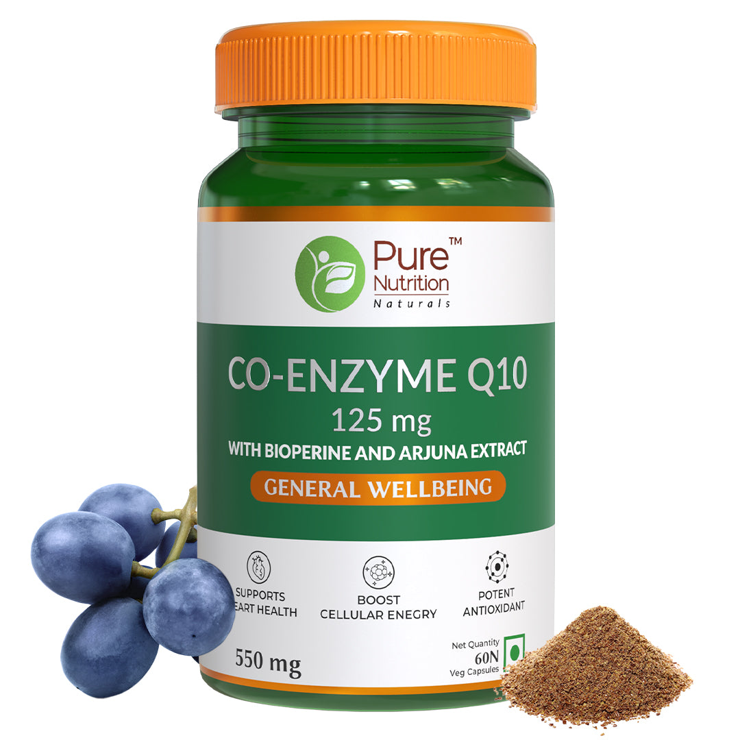 Co-Enzyme Q10 with Bioperine and Arjuna Extract - 60 Vegetarian Capsules | Supports Cellular Energy and Provides Antioxidant Support