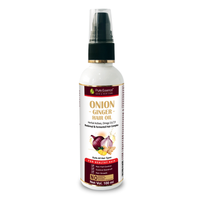 Onion Ginger Hair Oil with Herbal Actives, Omega 3-6-7-9, Redensyl & Fermented Oil Hair Complex - 100ml