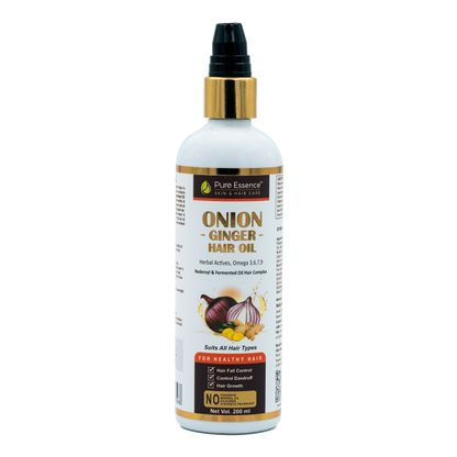 Onion Ginger Hair Oil with Herbal Actives, Omega 3-6-7-9, Redensyl & Fermented Oil Hair Complex - 200ml