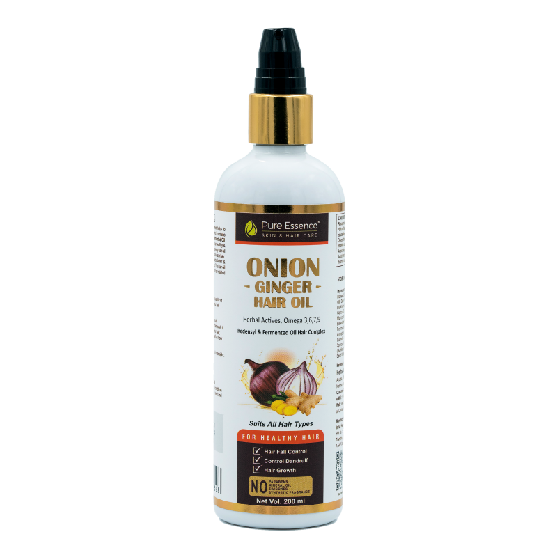 Onion Ginger Hair Oil with Herbal Actives, Omega 3-6-7-9, Redensyl & Fermented Oil Hair Complex - 200ml