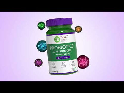 Probiotics 25 Billion CFU + 250mg Prebiotic, 60 Veg Capsules | Improves Gut Health, Aids Digestion, Boosts Immunity & Eases Bloating