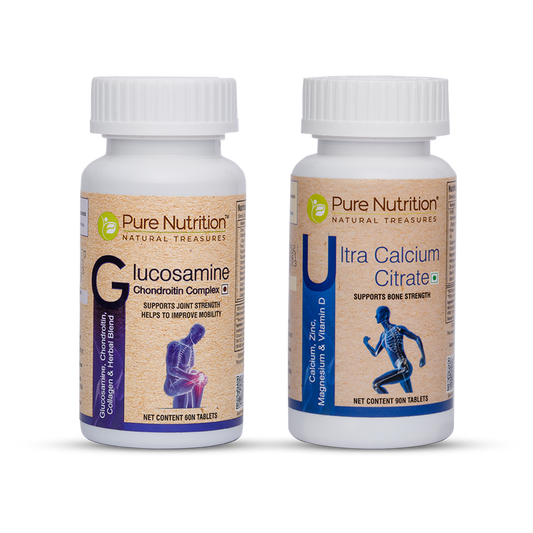 Pure Nutrition Glucosamine Chondroitin Complex & Ultra Calcium Citrate For Joints Pain